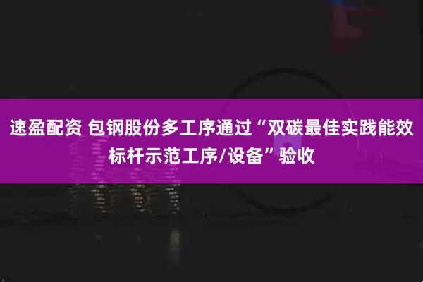 速盈配资 包钢股份多工序通过“双碳最佳实践能效标杆示范工序/设备”验收